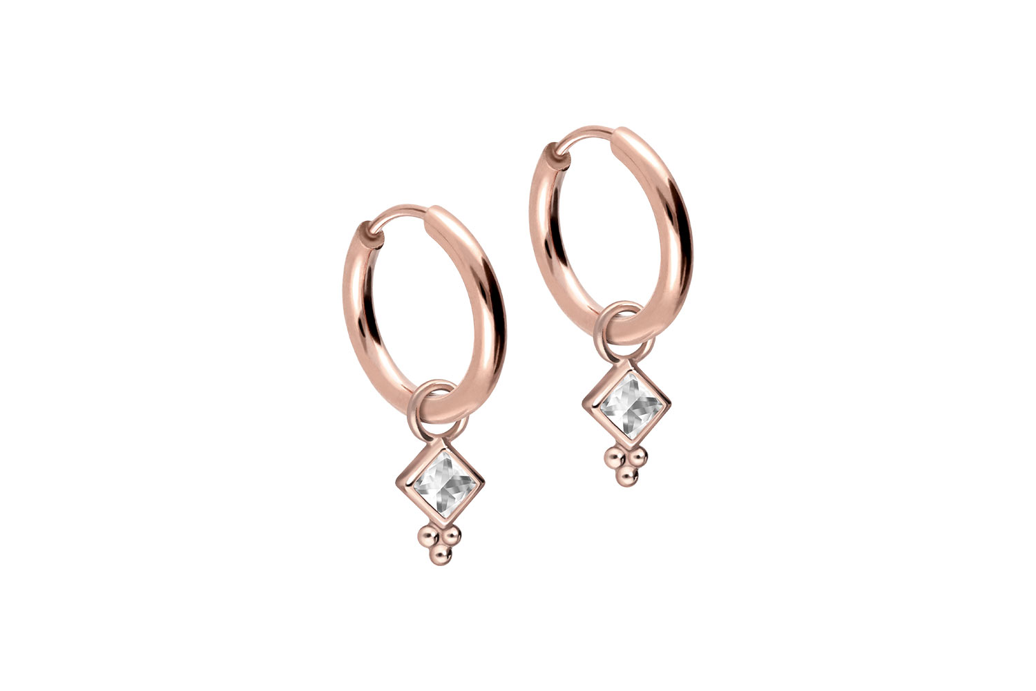 Chirurgenstahl Ohrclicker Creolen KRISTALLQUADRAT + KUGELN von Piercingline